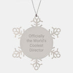 Funny Director Snowflake Ornament Gifts from Friends to Men, 'Officially The World's Coolest Director' Christmas Unique Gifts