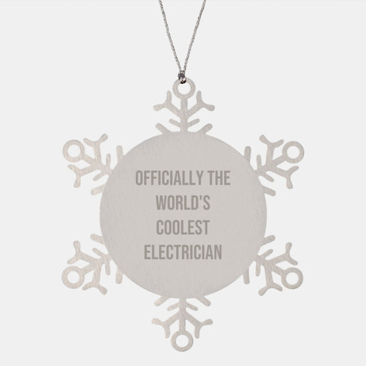 Funny Electrician Gifts from Men Christmas Unique Gifts - Officially The World's Coolest Electrician Snowflake Ornament for Electrician Friends Family - Image 1