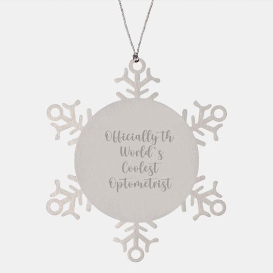 Gifts from Friends for the Officially World's Coolest Optometrist - Funny Snowflake Ornament Stainless Steel - Image 1