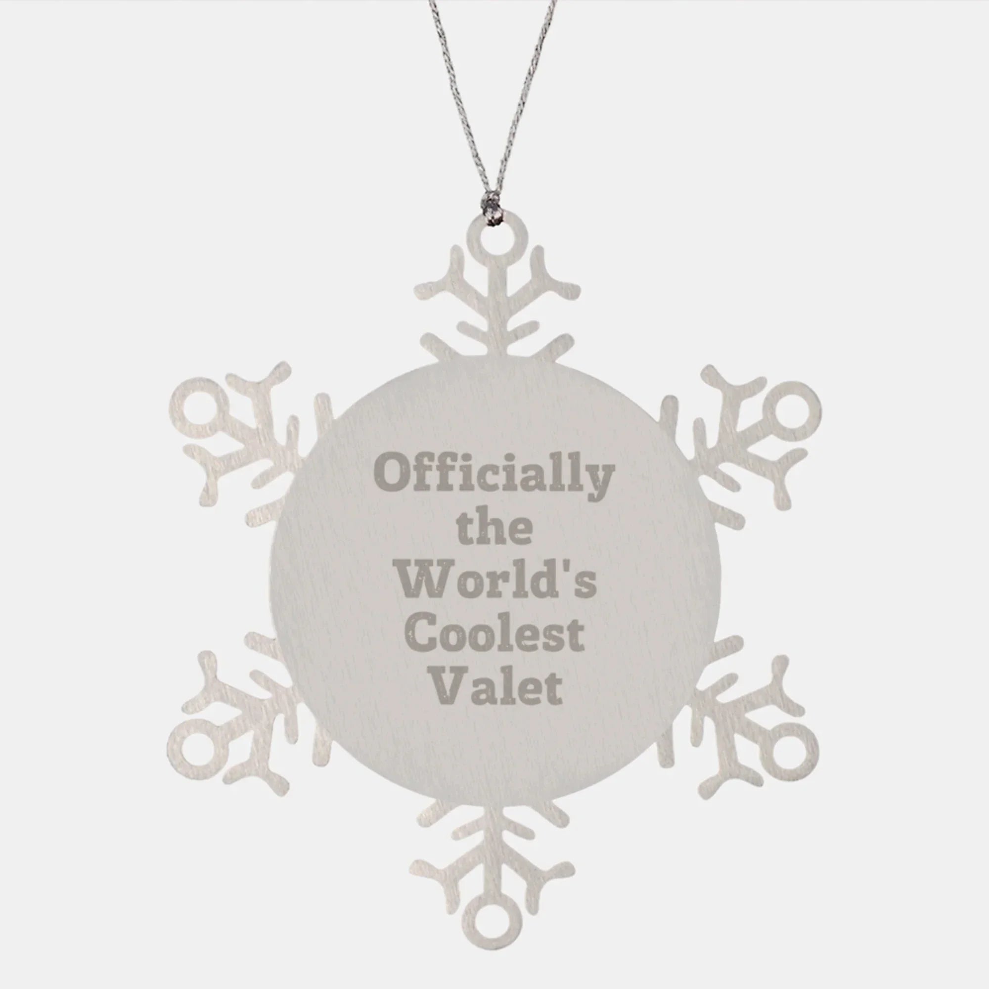 Funny Valet Gifts from Men, Officially The World's Coolest Valet Snowflake Ornament for Christmas Unique Gifts