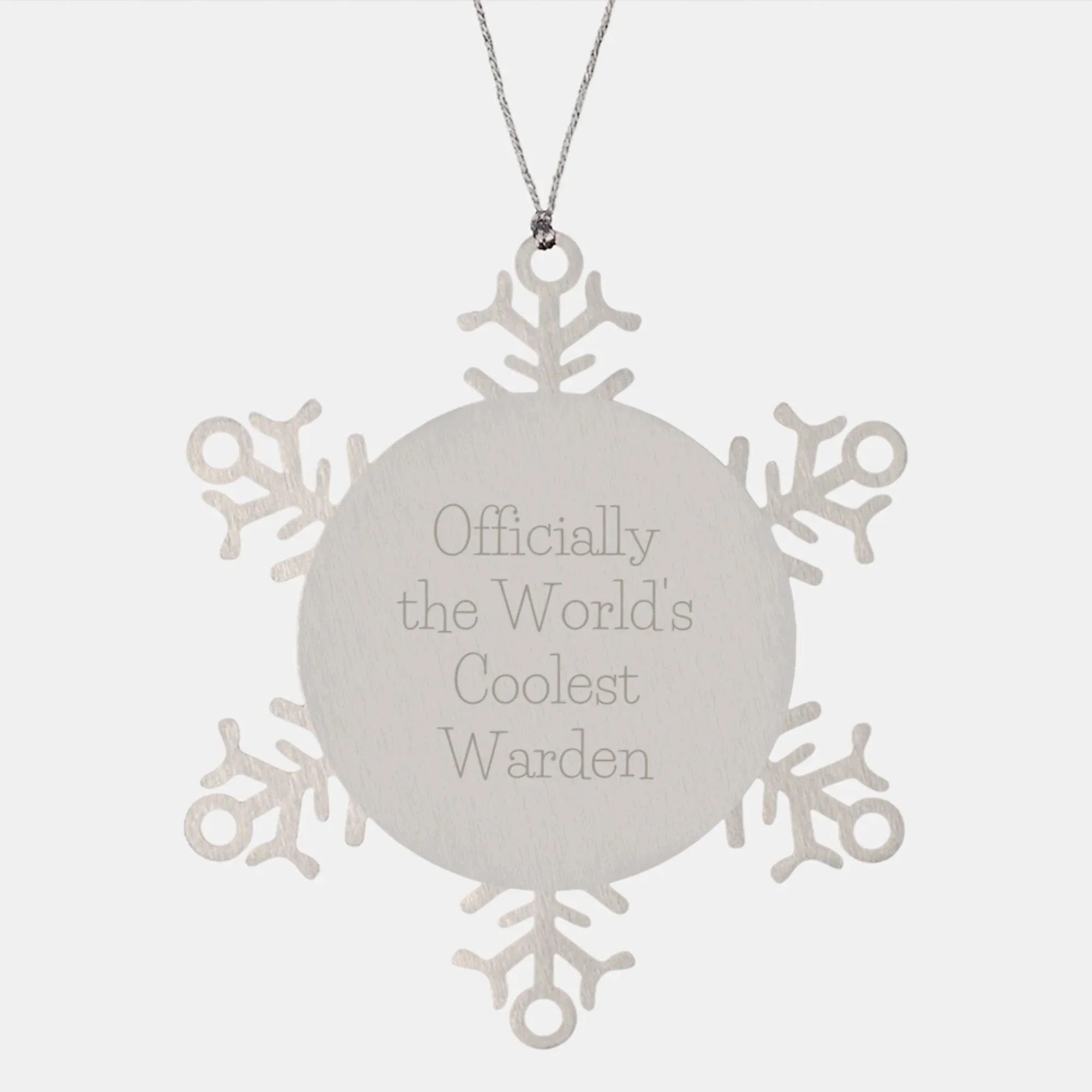 Funny 'Officially The World's Coolest Warden' Christmas Unique Gifts for Warden Men Stainless Steel Snowflake Ornament