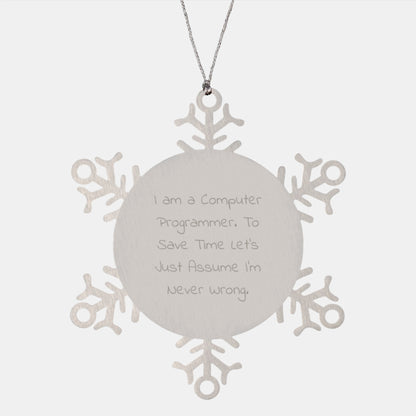 Funny Computer Programmer Gifts for Men, Snowflake Ornament, Unique Christmas Memorable Presents, Gifts from Friends, Coworkers to Computer Programmer. - Image 1