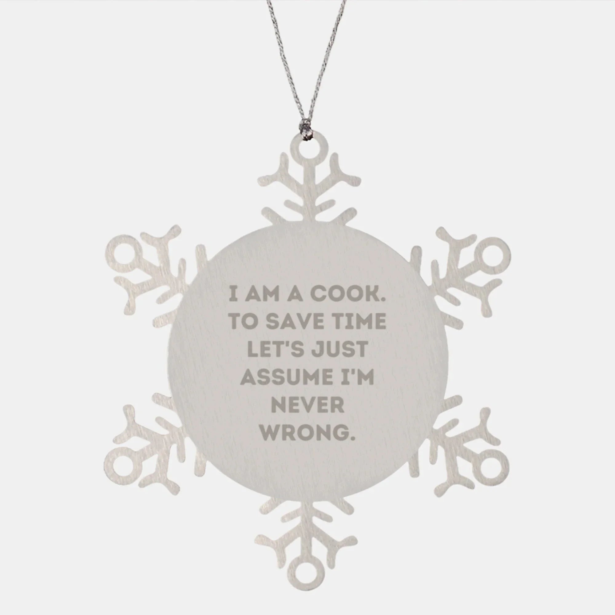 Funny Cook Gifts from Men to Cook for Christmas Unique Snowflake Ornament