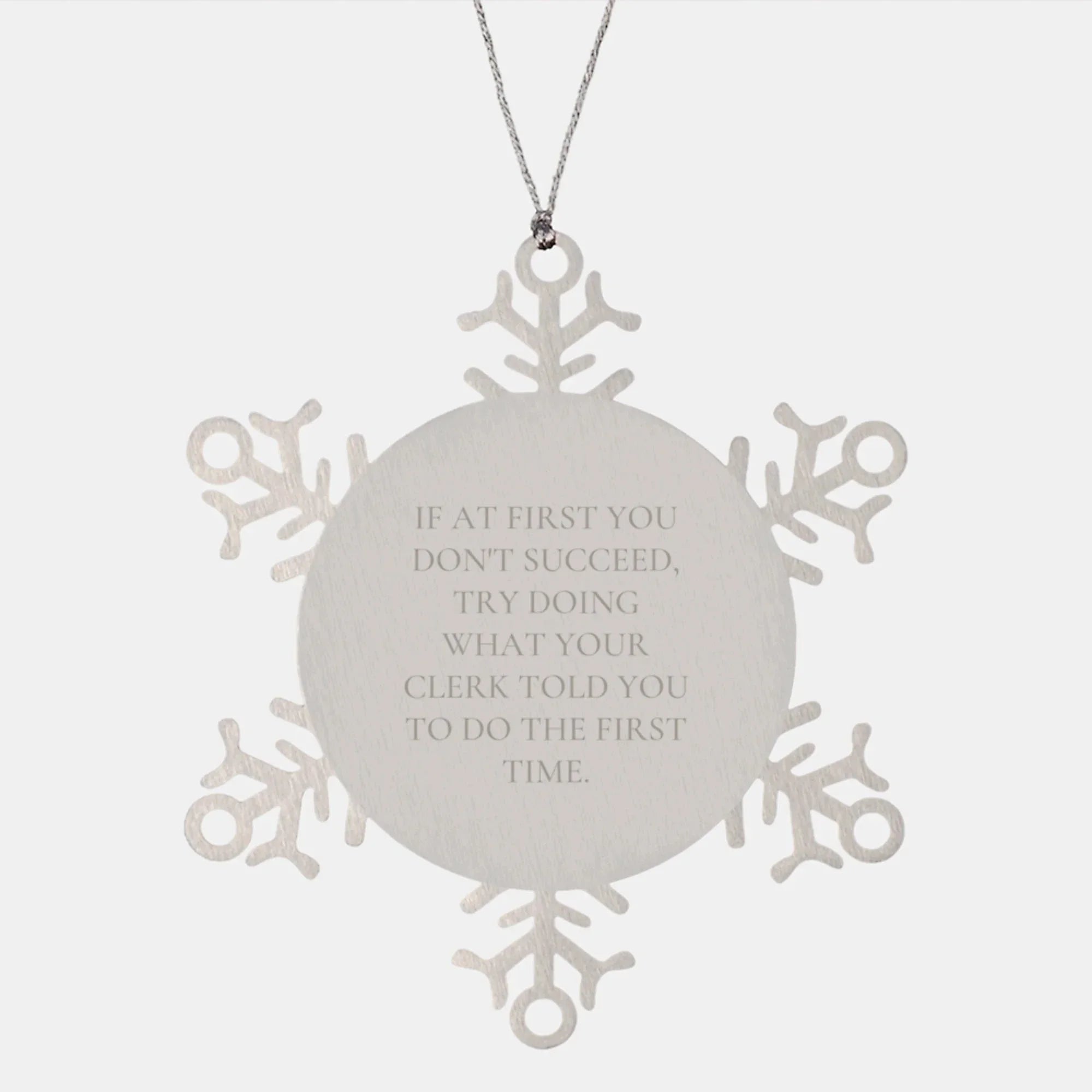 Clerk's Suggestion Snowflake Ornament, Funny Gifts from Friends to Men, Women, Coworkers for Christmas