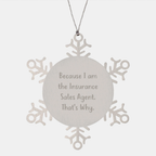 Insurance Sales Agent Gifts, Funny Quote Ornaments, Snowflake Christmas Decor, Gifts from Men to Insurance Sales Agent Friends, Unique Snowflake Ornament