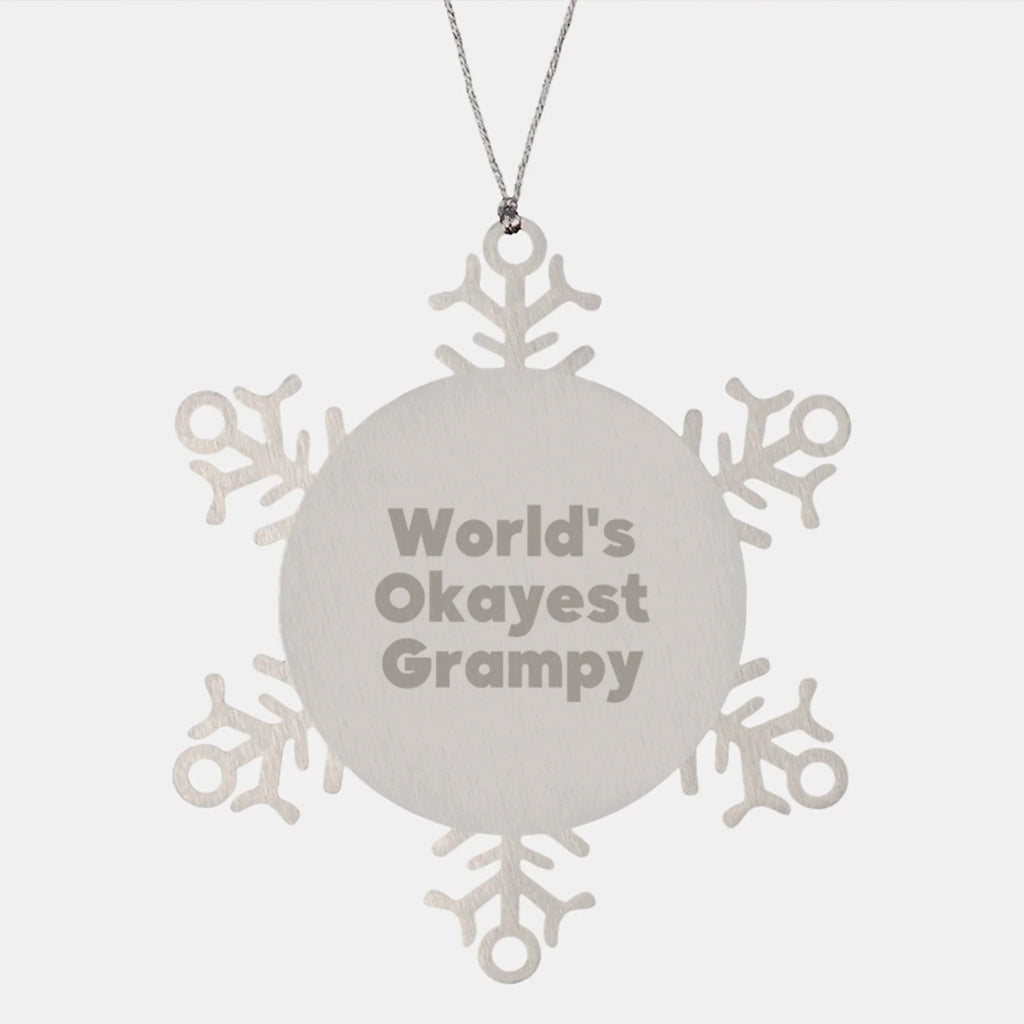 Funny Grampy Gifts, World's Okayest Grampy Snowflake Ornament, Christmas Unique Gifts from Family