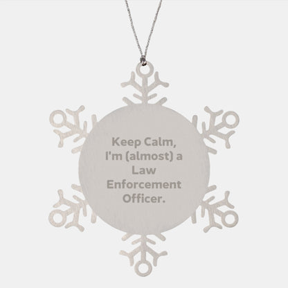 Funny Law Enforcement Officer Snowflake Ornament Gifts from Men to Friends, Inspirational Quotes for Christmas Unique Presents - Image 1