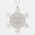 Occupational Therapist Snowflake Ornament Funny Christmas Unique Gift from Friends, 'Keep Calm I'm (almost) An Occupational Therapist' Snowflake Ornament for Occupational Therapist Women
