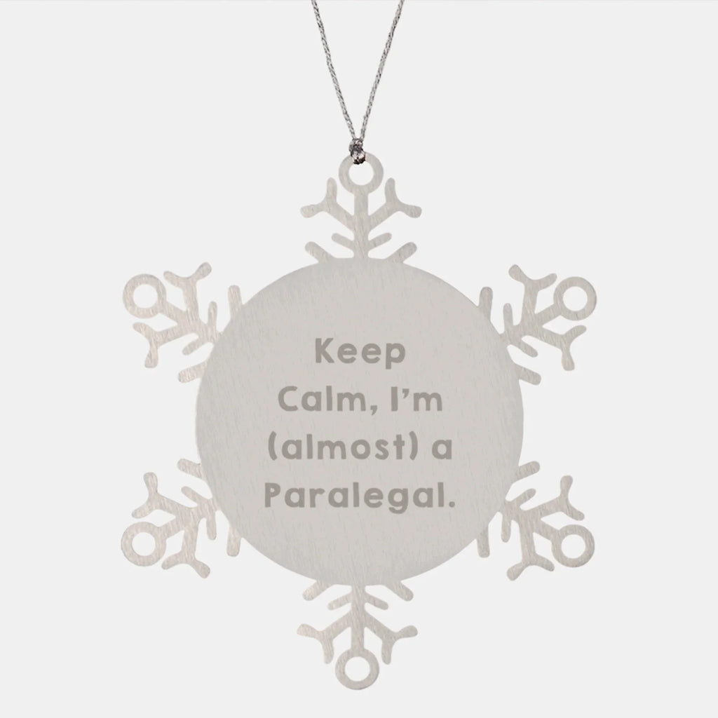 Funny Paralegal Gifts, Keep Calm I'm Almost A Paralegal Snowflake Ornament, Christmas Unique Gifts for Paralegal