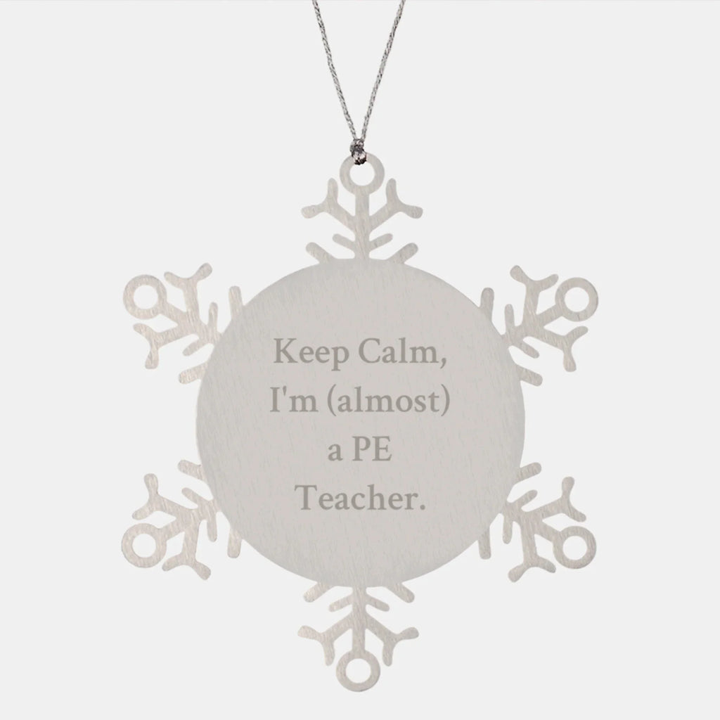 Funny PE Teacher Gifts, Snowflake Ornament for Christmas, I'm (almost) A Pe Teacher.