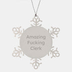 Funny Clerk Gifts for Men - Unique Snowflake Ornament from Friends, Christmas Unique Gifts for Office Employees