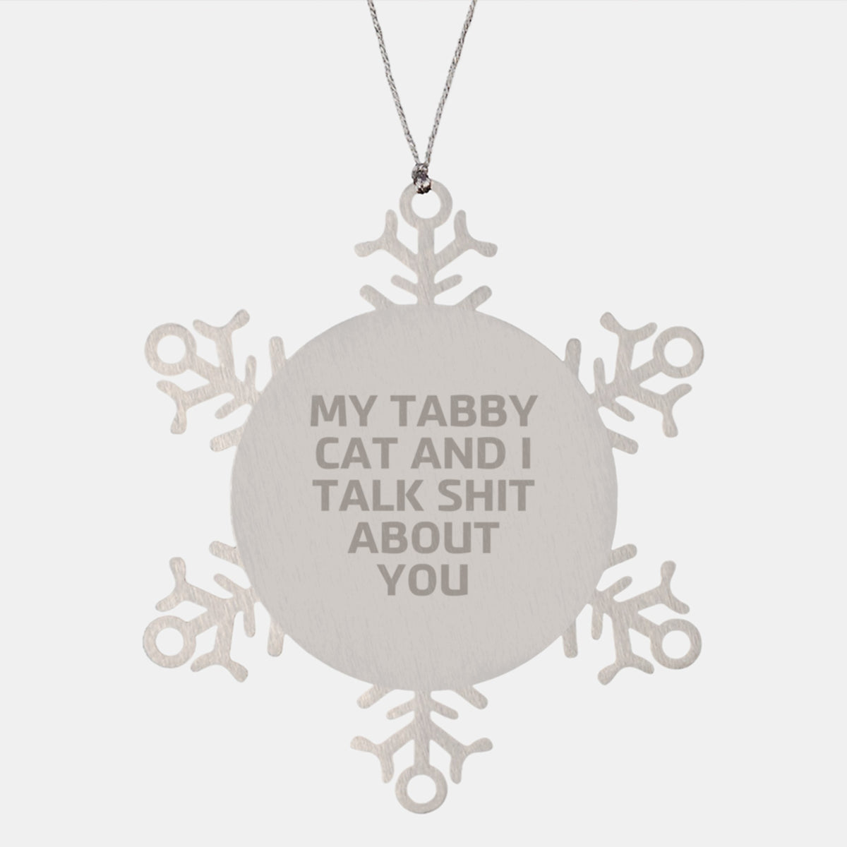 Christmas Gift for Her Tabby Cat Snowflake Deluxe Ornament Present - Image 1