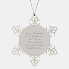 Civil Engineer Gifts from Friends, Unique Snowflake Ornament for Men, Women, Coworkers, Family with Funny Quote 'I'm A Tattooed Civil Engineer'