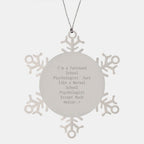 Funny School Psychologist Gifts, 'I'm A Tattooed School Psychologist...' Snowflake Ornament, Unique Christmas Memorable Presents for Men, Women, Friends, Family