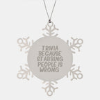 Trivia Snowflake Ornaments, Funny Gifts from Friends, Christmas Unique Trivia for Men, Women, Coworkers, Family
