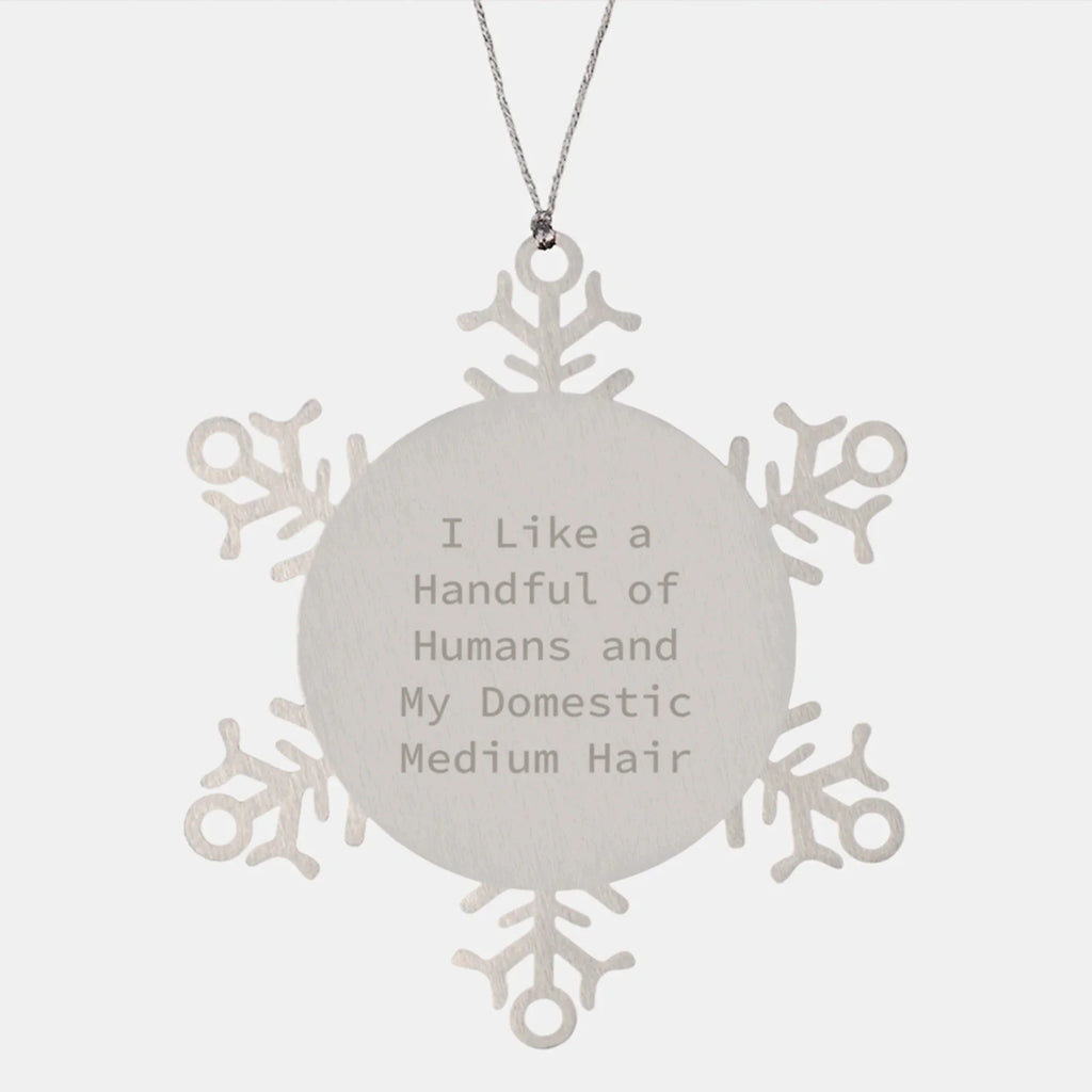 Funny Domestic Medium Hair Cat Gifts from Men to Friends, Unique Snowflake Ornament for Christmas Unique Gifts, I Like A Handful Of Humans And My Domestic Medium Hair