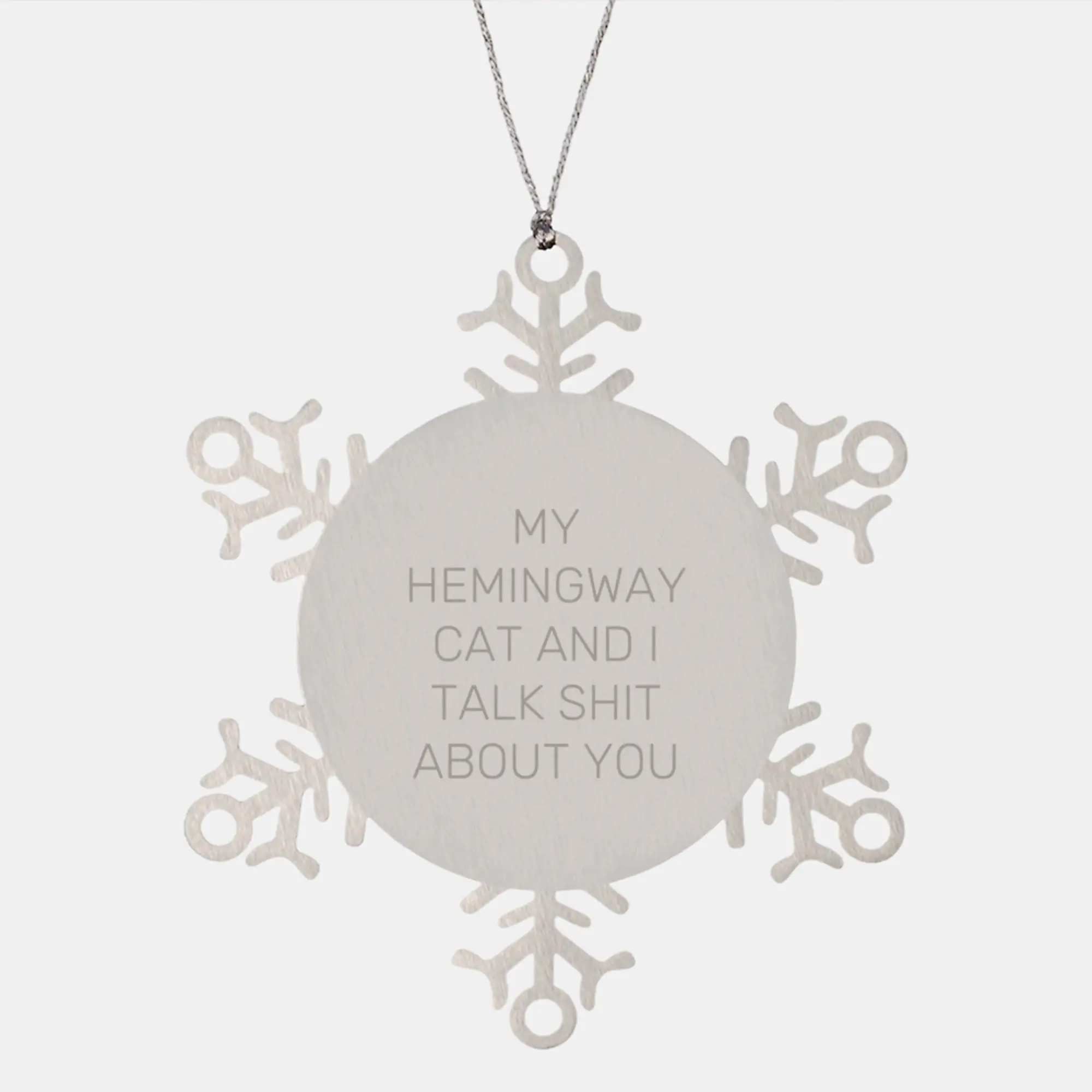 Hemingway Cat Funny Snowflake Ornament Gifts from Men to Friends on Christmas Unique - Image 1