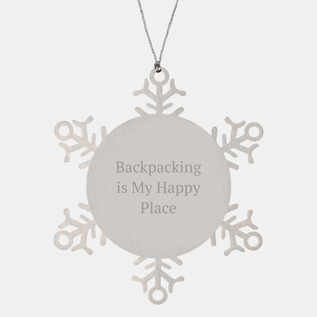 Cheerful Christmas Ornament Gift for Friends - Backpacking Is My Happy - Image 1