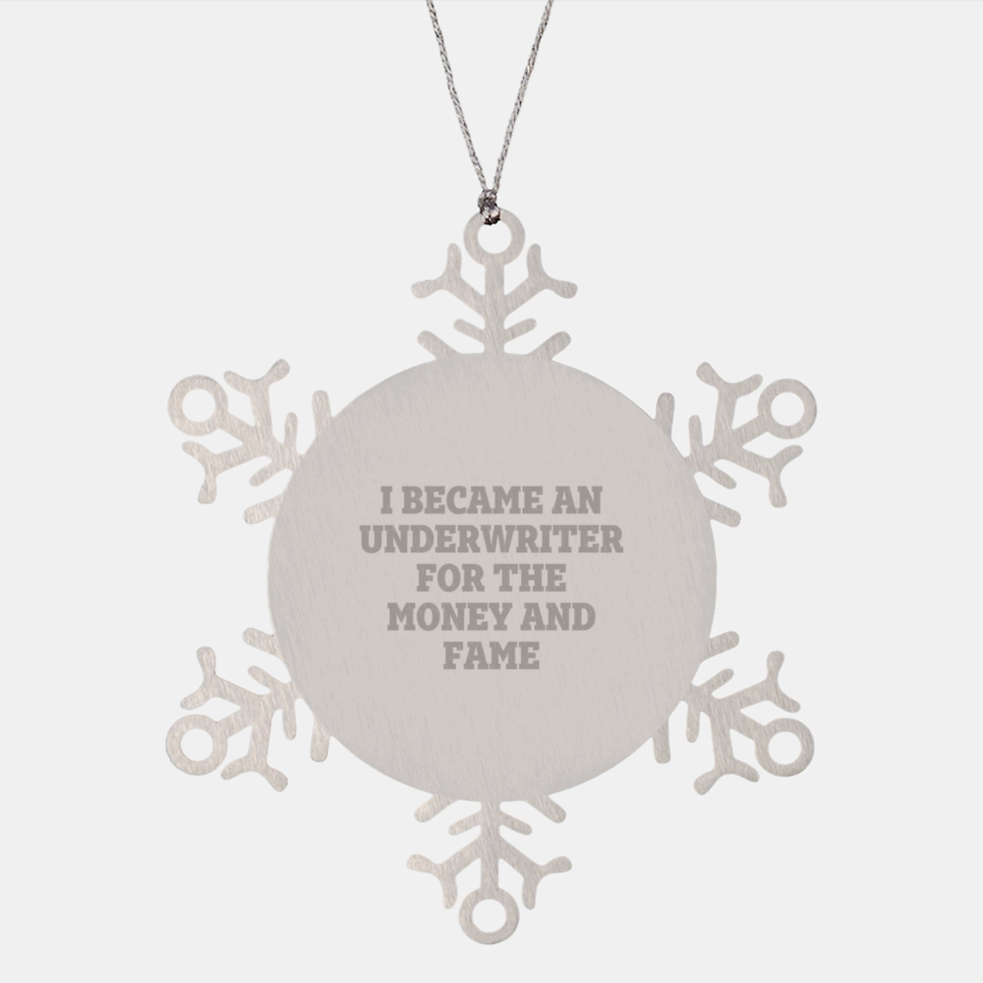 Underwriter Humor Snowflake Ornament Gifts from Men to Friends, Unique Christmas Decorations for Underwriter Enthusiasts - Image 1