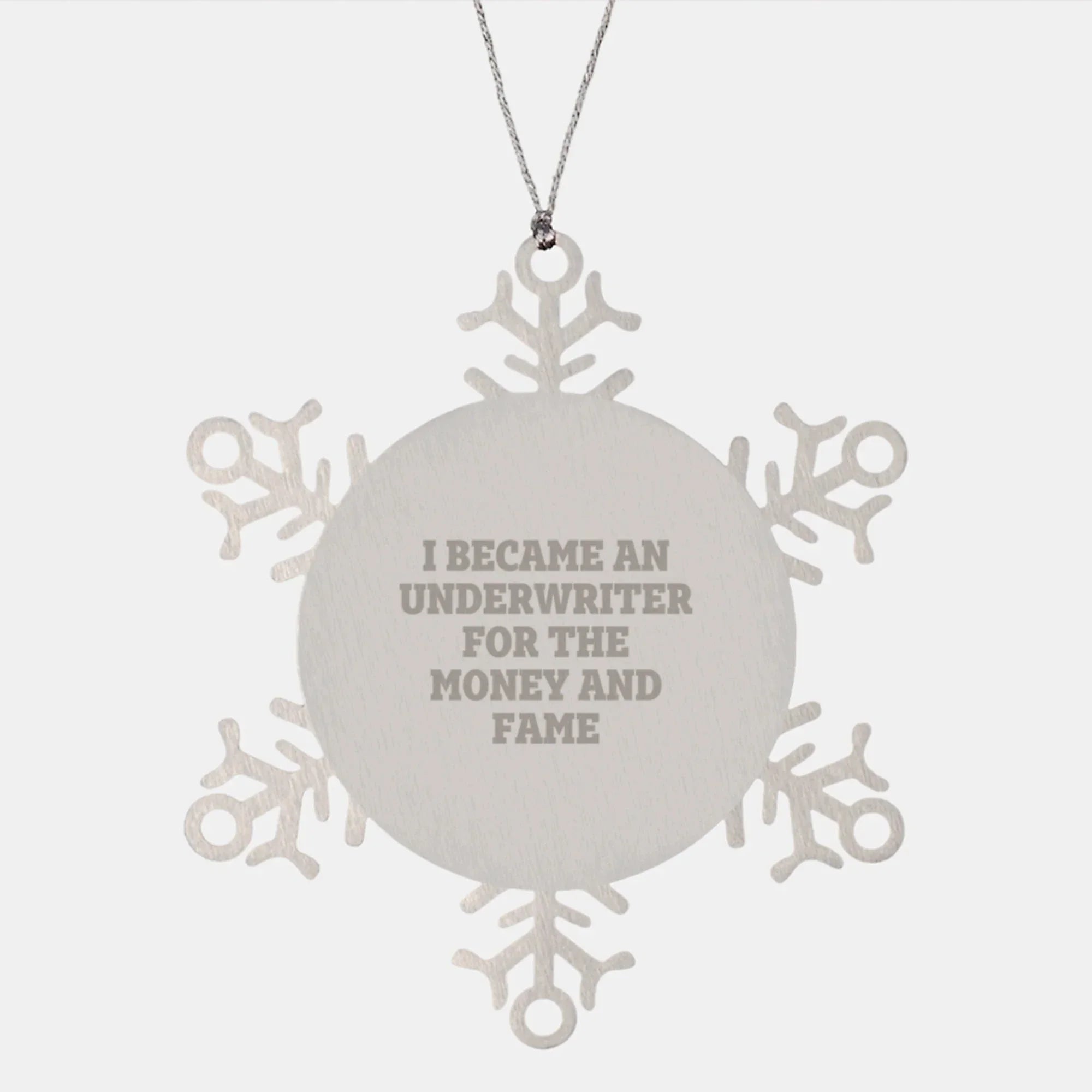 Underwriter Humor Snowflake Ornament Gifts from Men to Friends, Unique Christmas Decorations for Underwriter Enthusiasts