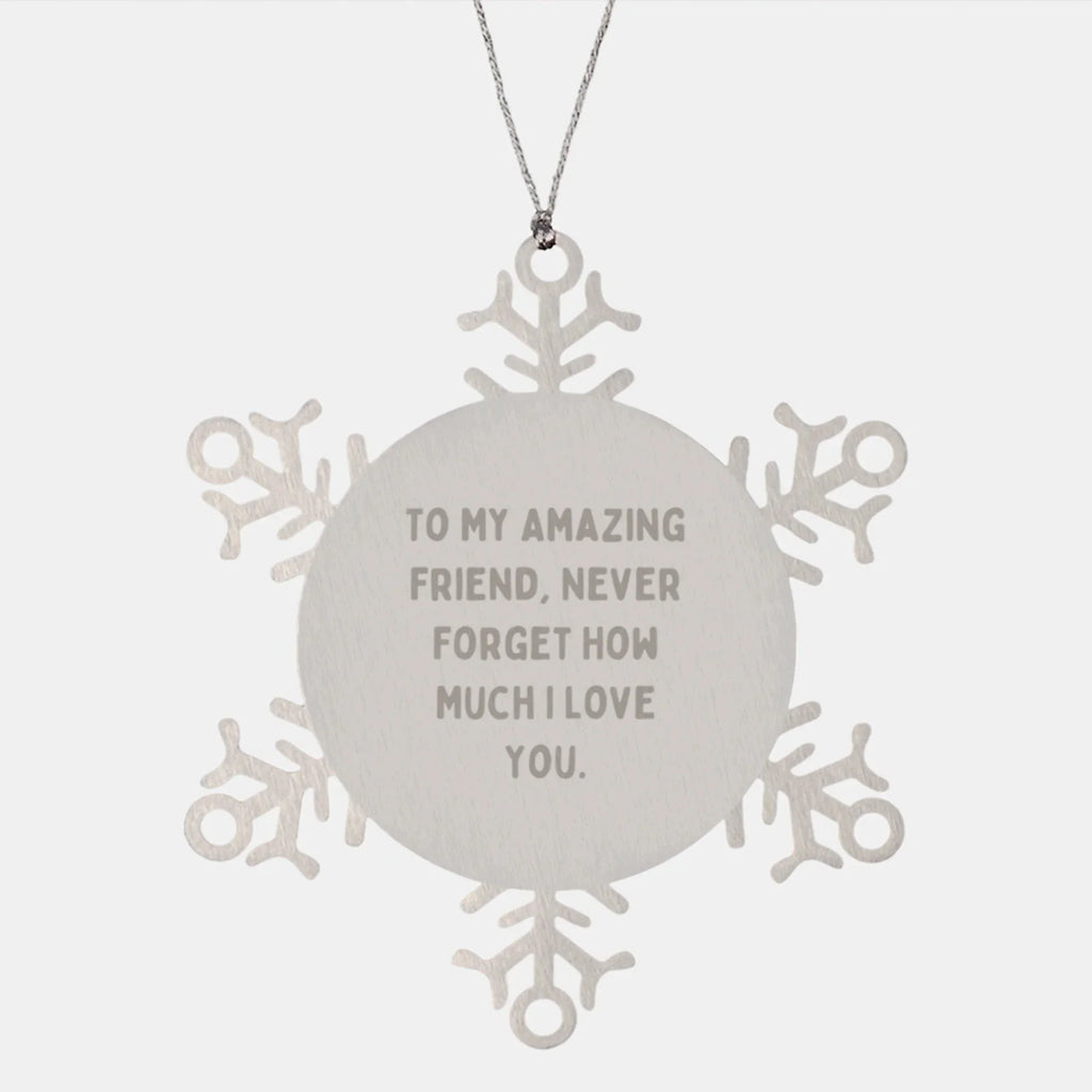 Funny Snowflake Ornament Gift from Friends to Friend, Perfect for Christmas Unique Gifts, 'To My Amazing Friend, Never Forget How Much I Love You' Quote