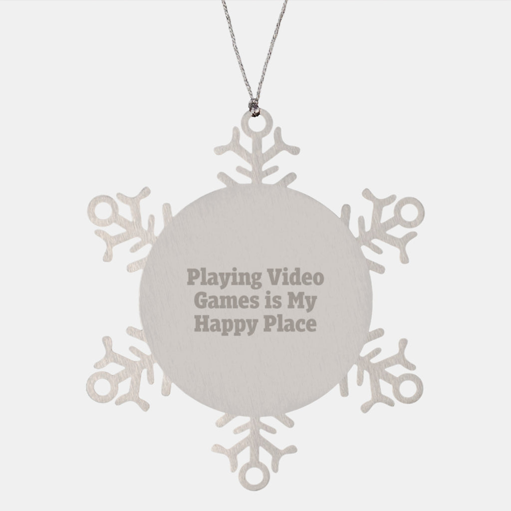 Funny Playing Video Games Is My Happy Place Christmas Ornament Gift - Image 1