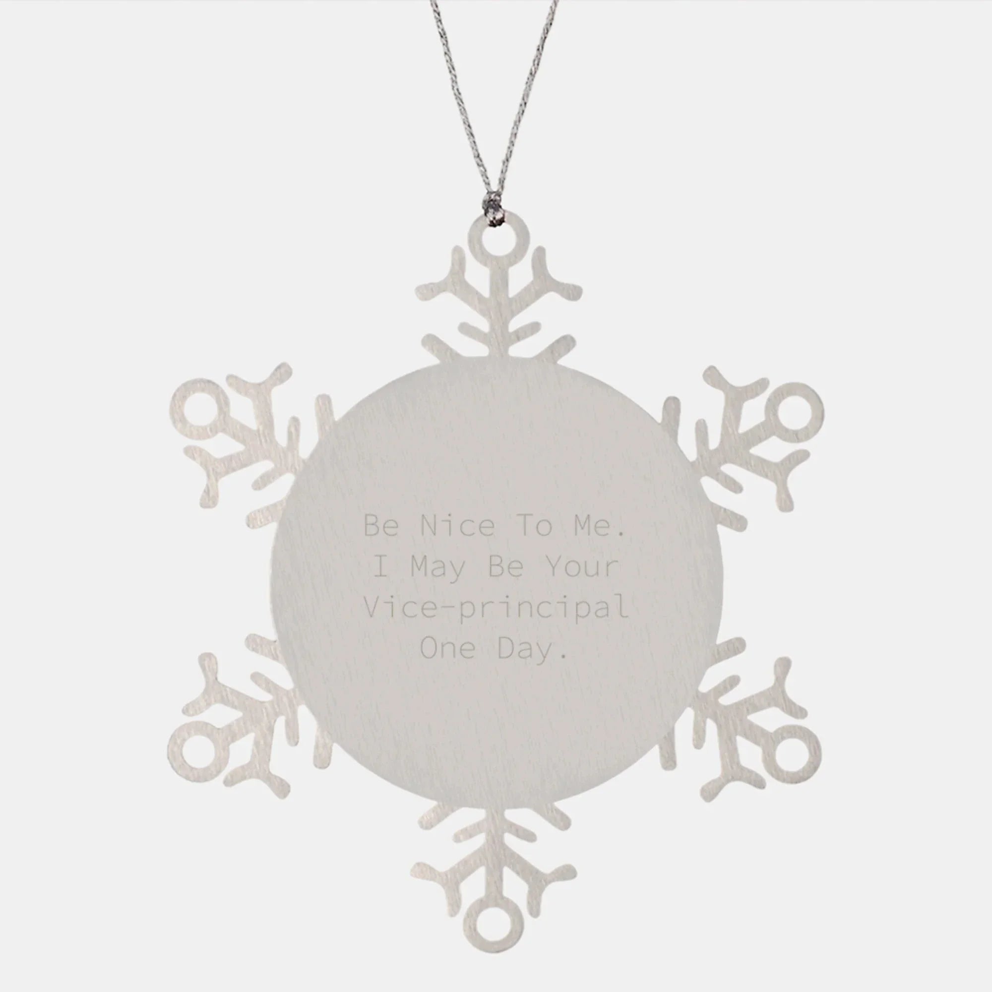 Funny Vice-principal Gifts - 'Be Nice To Me. I May Be Your Vice-principal One Day.' Snowflake Ornament, Gifts from Friends to Vice-principal, Christmas Unique Gifts