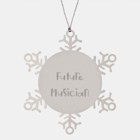 Funny Musician Gifts from Friends for Future Musician Snowflake Ornament, Musician Unique Christmas Unique Gifts, Handcrafted Stainless Steel Ornament - Image 1