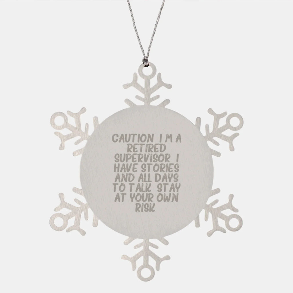 Funny Gifts from Men to Supervisor - Unique Christmas Snowflake Ornament, Shatterproof Premium Stainless Steel