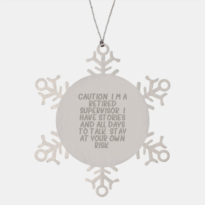Funny Gifts from Men to Supervisor - Unique Christmas Snowflake Ornament, Shatterproof Premium Stainless Steel - Image 1