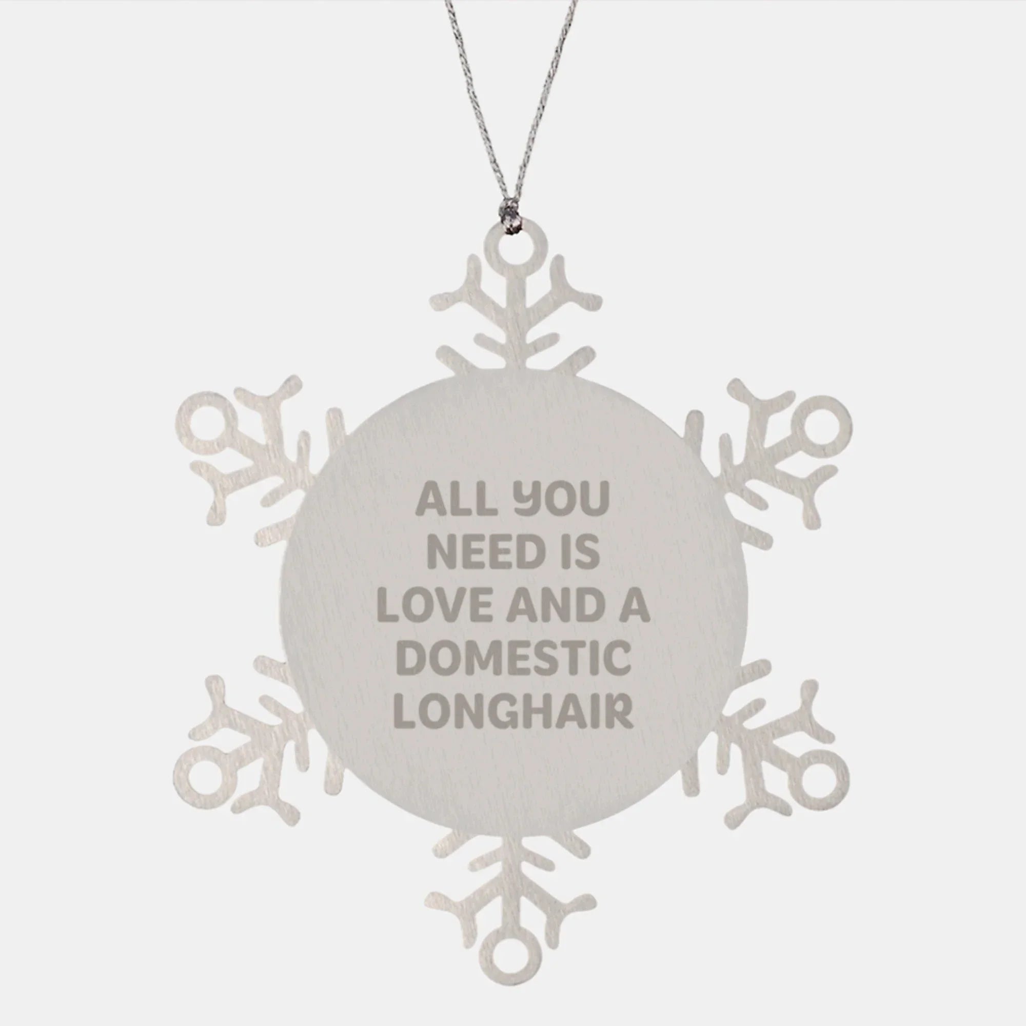 Domestic Longhair Cat Gifts, Snowflake Ornaments, and Love - 'All You Need Is Love And A Domestic Longhair' Gifts from Family for Christmas
