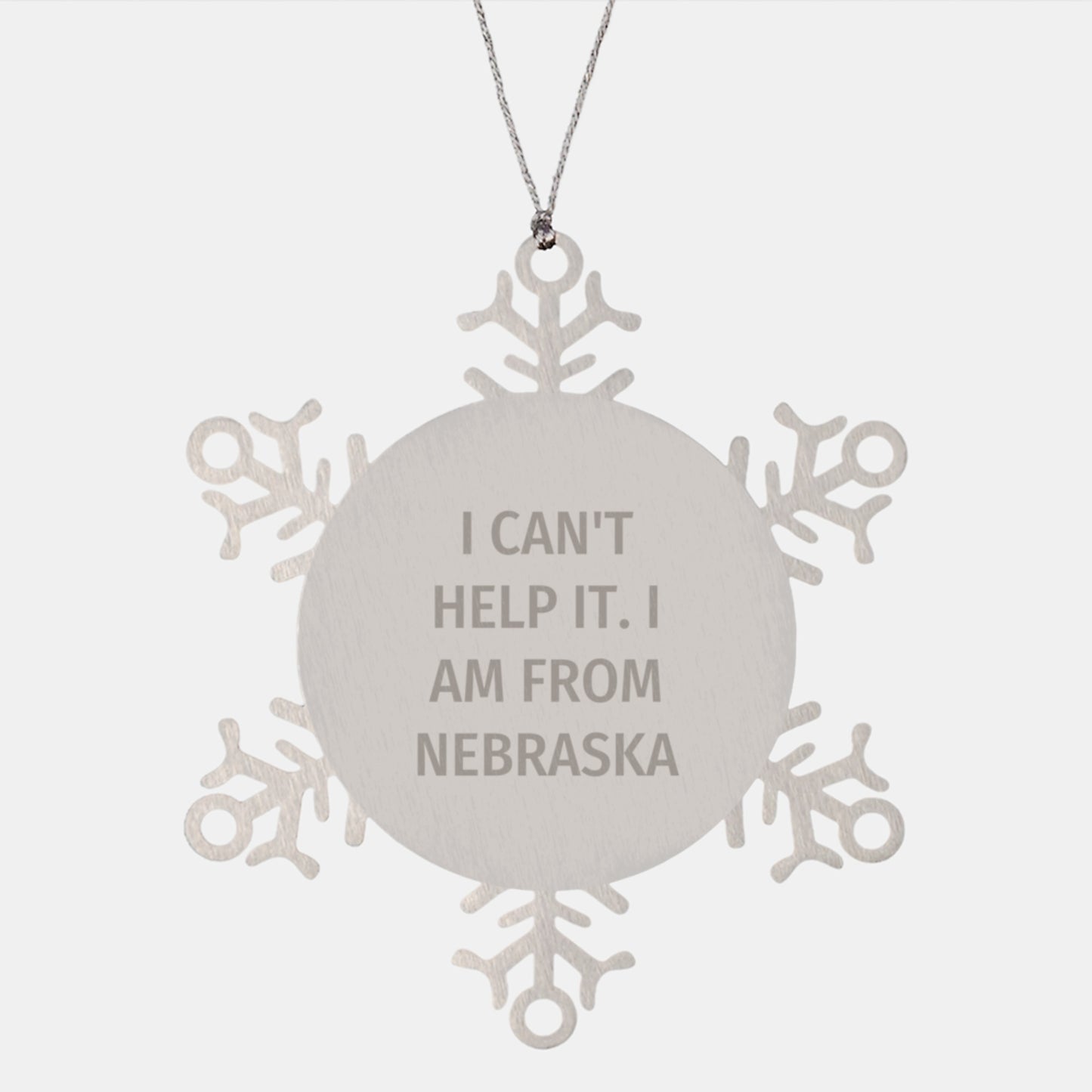 Funny 'I Can't Help It, I Am From Nebraska' Snowflake Ornament Gifts for Men Women Friends Family from Nebraska - Image 1
