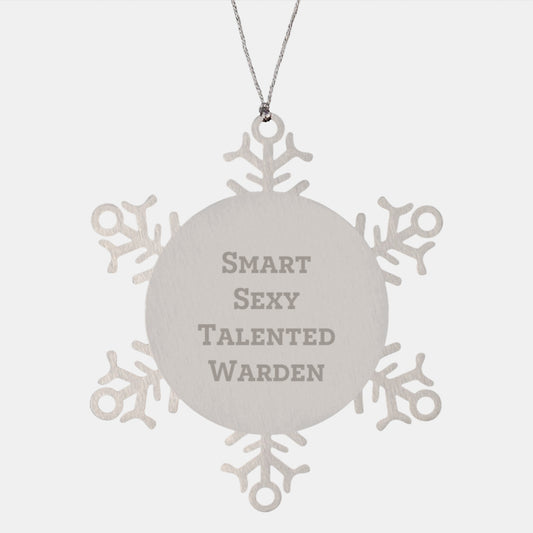 Funny Warden Gifts from Men to Warden, Snowflake Ornament, Christmas Unique Presents - Image 1