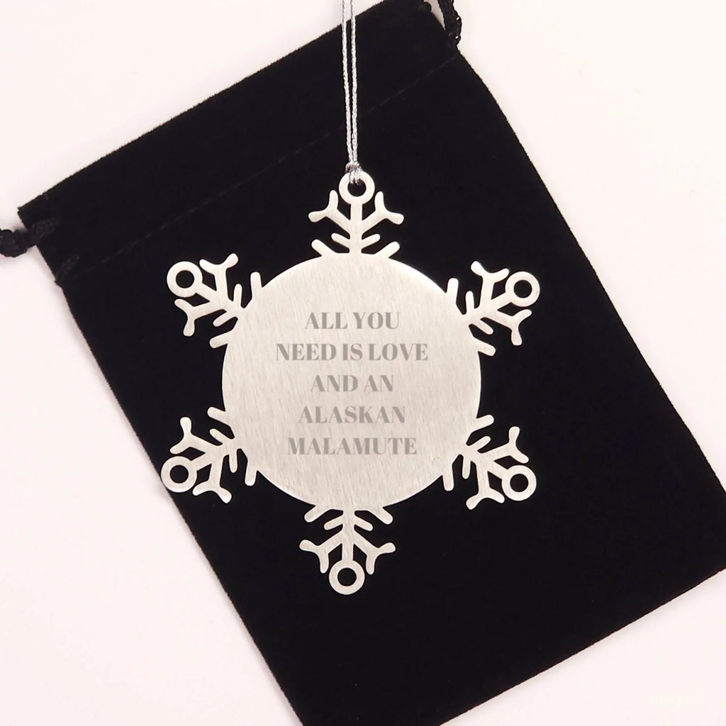 Alaskan Malamute Dog Lover Snowflake Ornament - Premium Stainless Steel Shatterproof Christmas Keepsake
