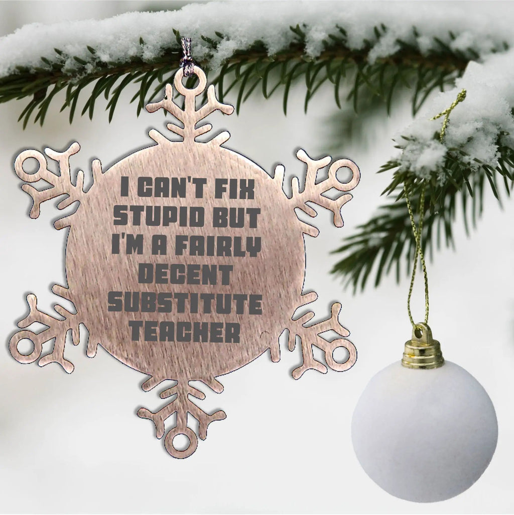Substitute Teacher Snowflake Ornament Can't Fix Stupid Gift - Mallard Moon