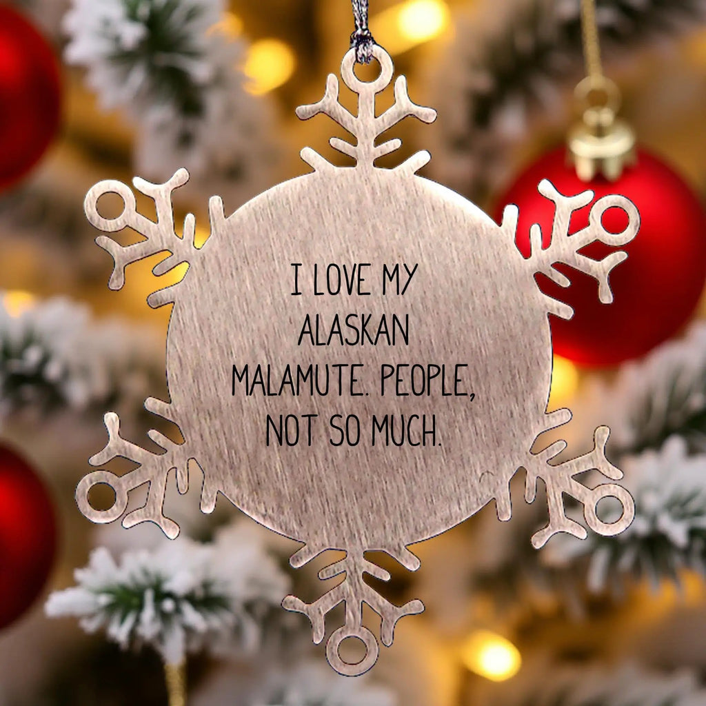 Funny Snowflake Ornament for Alaskan Malamute Lovers - Stainless Steel Shatterproof Christmas Keepsake - Mallard Moon