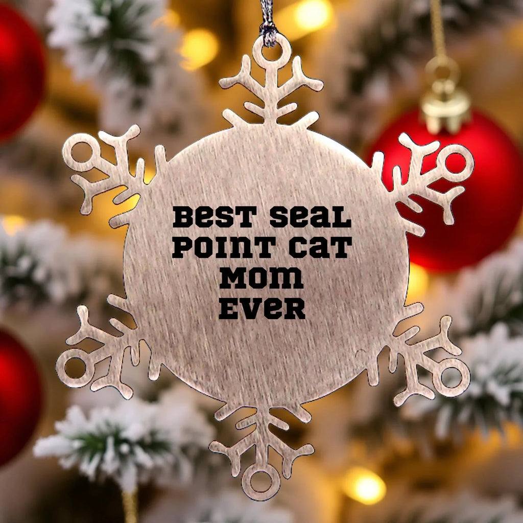 Funny Seal Point Cat Mom Snowflake Christmas Steel Ornament