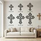 Personalized Initial Cross Metal Wall Art | Custom Monogram Christian Cross Decor | Ornate Faith Wall Hanging