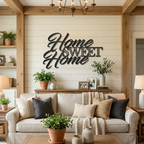 Home Sweet Home Metal Sign, Farmhouse Wall Decor, Script Wall Art, Rustic Home Decor, Housewarming Gift