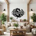 Personalized Celtic Dragon Metal Wall Art | Custom Dragon Name Sign | Fantasy Steel Wall Decor | Medieval Dragon Home Decoration | Made in USA