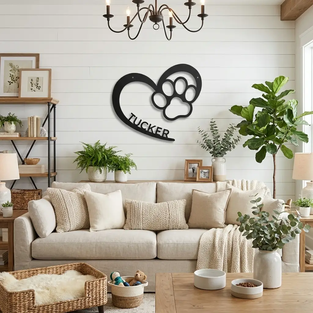 Personalized Puppy Love Metal Wall Art – Custom Dog Paw Heart Sign – Pet Name Metal Decor – Dog Lover Gift – Indoor Outdoor Steel Sign