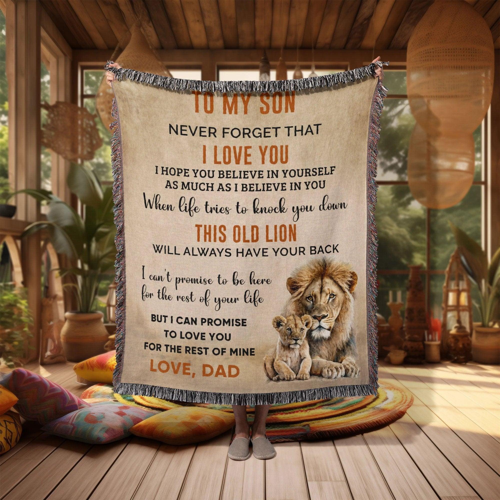 Son Believe in Yourself Personalized Heirloom Woven Cotton Blanket