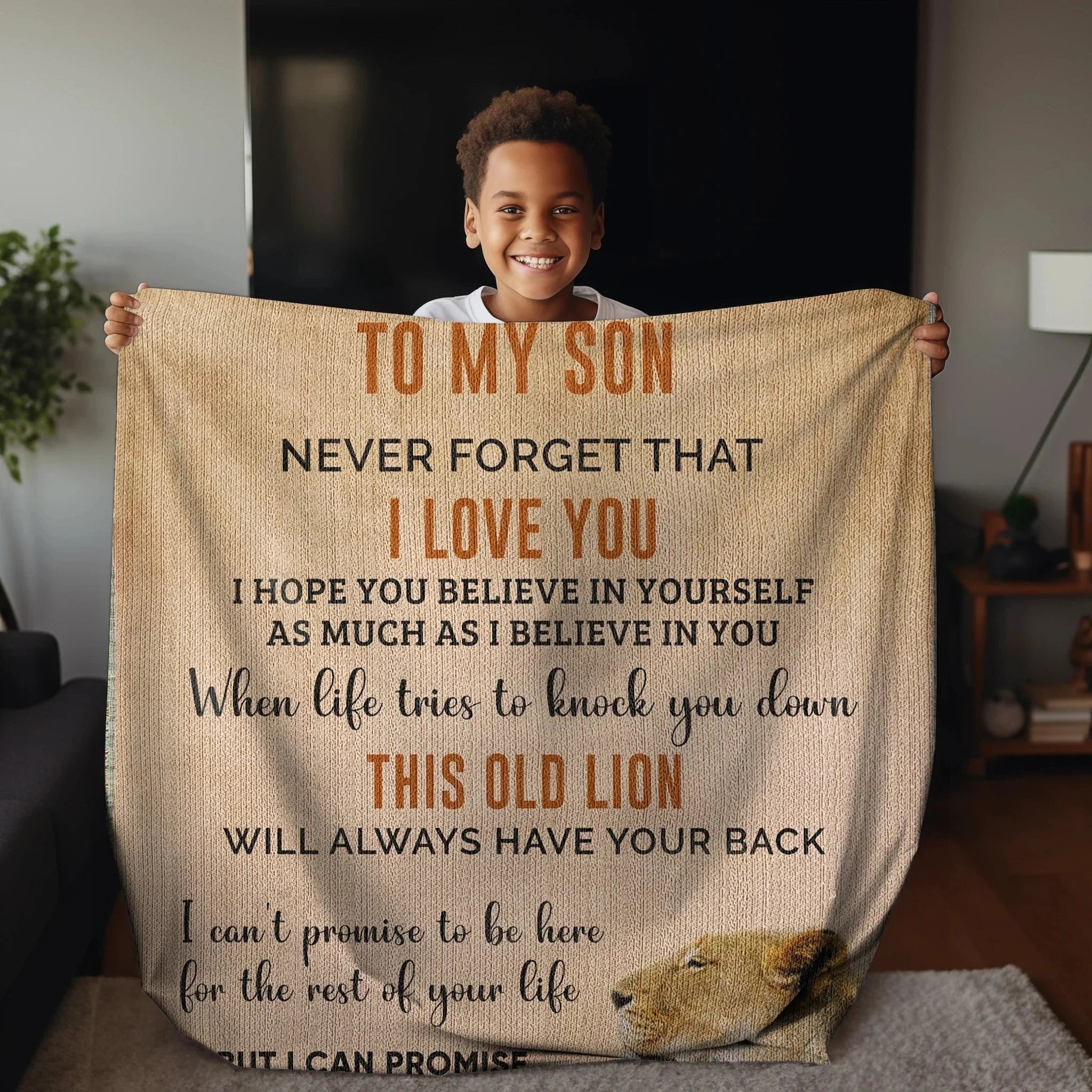 Son Believe in Yourself Personalized Heirloom Woven Cotton Blanket
