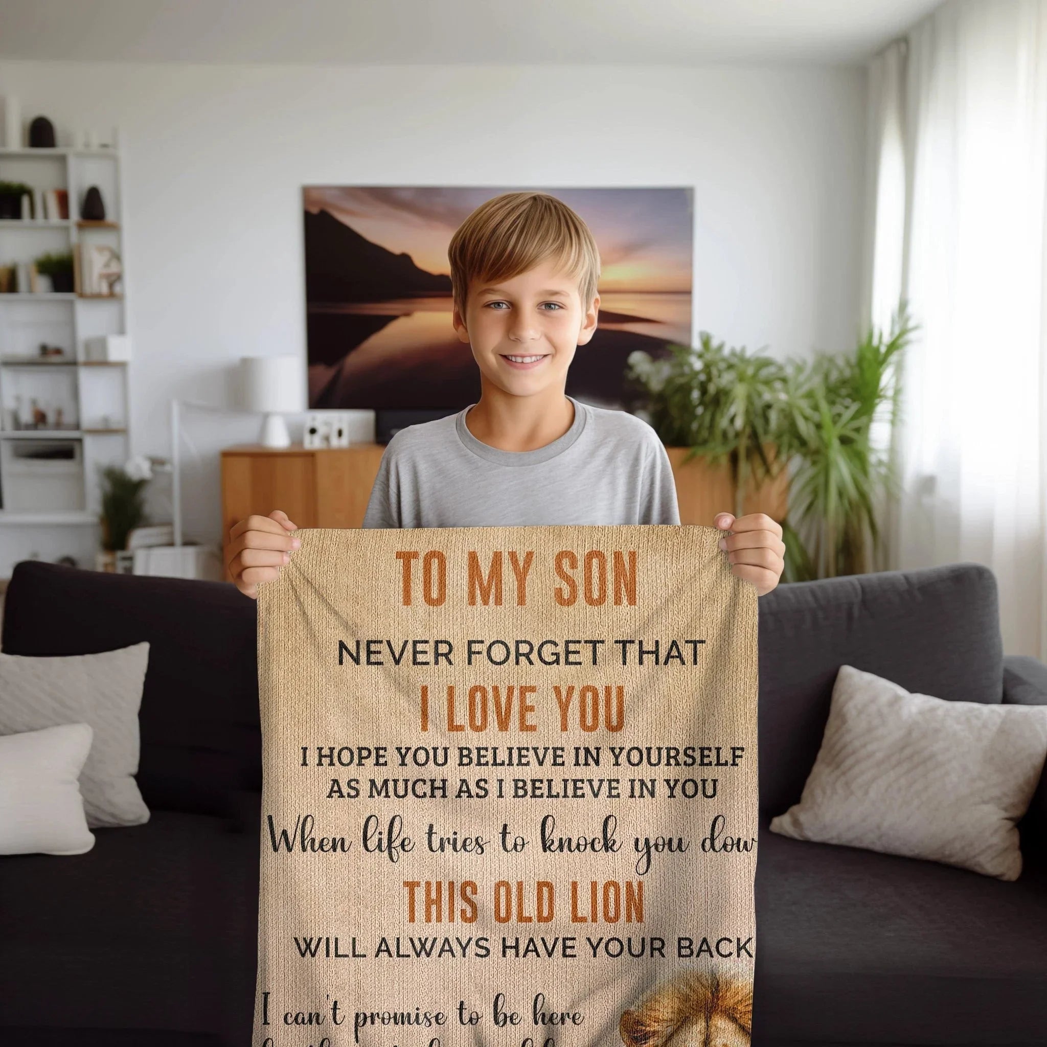 Son Believe in Yourself Personalized Heirloom Woven Cotton Blanket