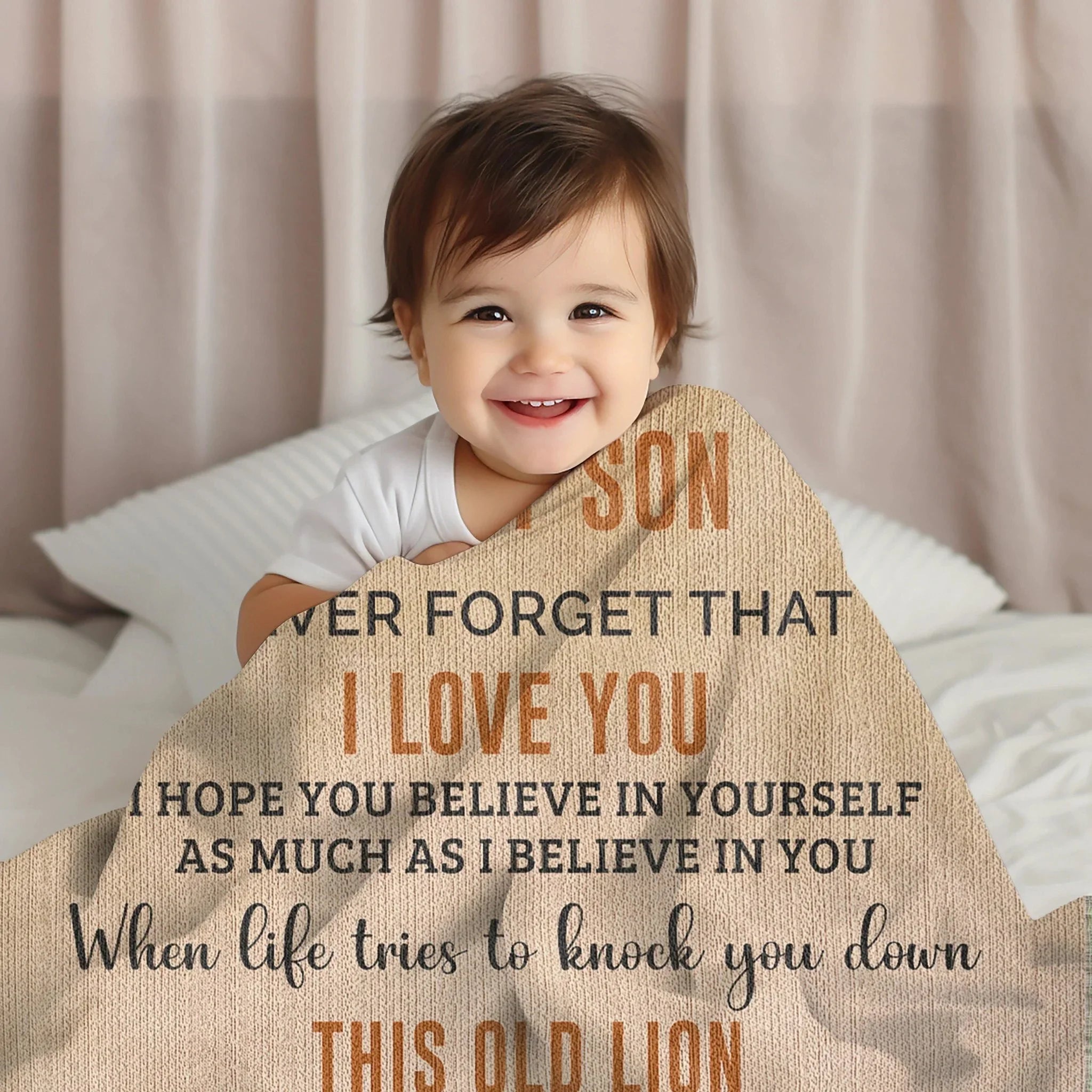 Son Believe in Yourself Personalized Heirloom Woven Cotton Blanket