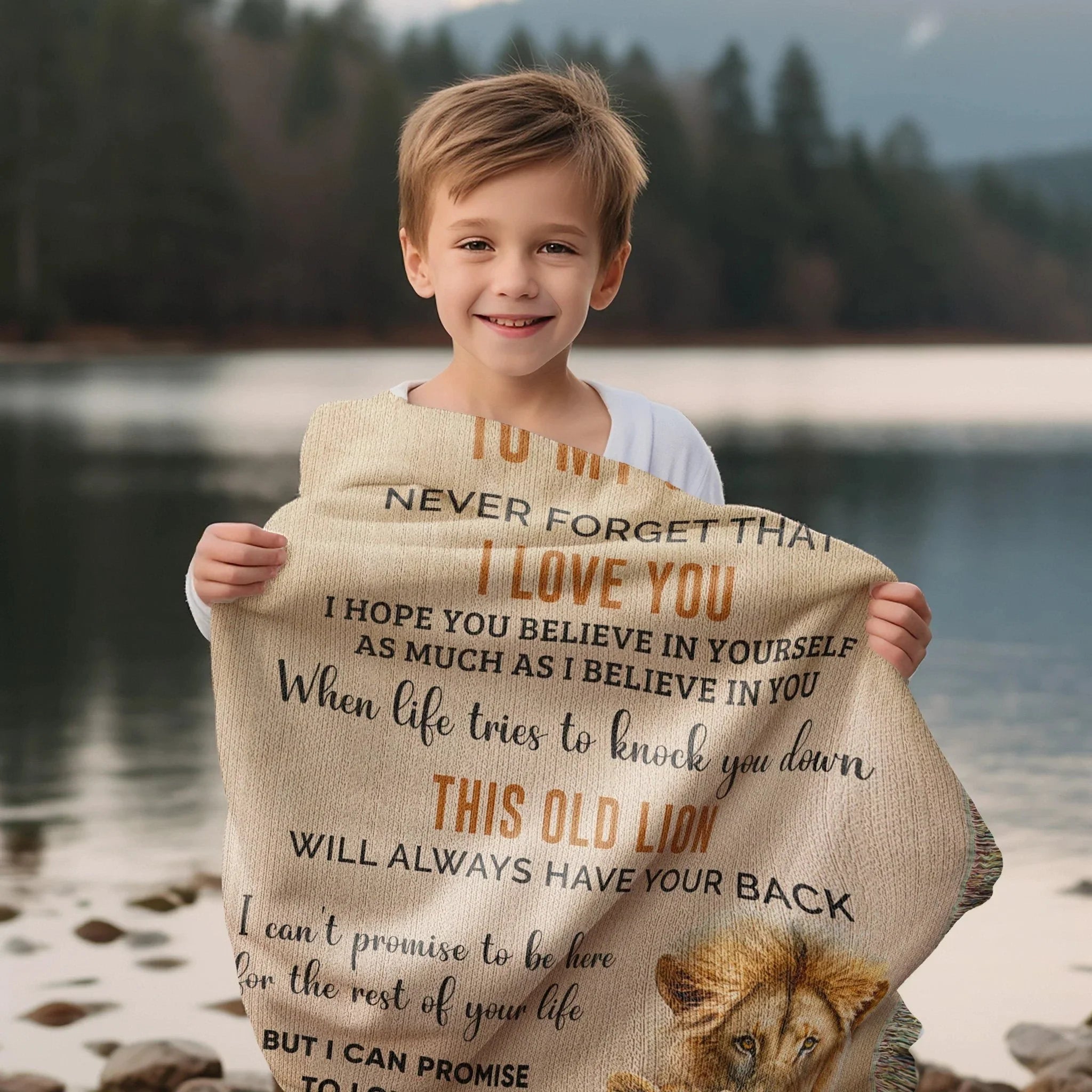 Son Believe in Yourself Personalized Heirloom Woven Cotton Blanket