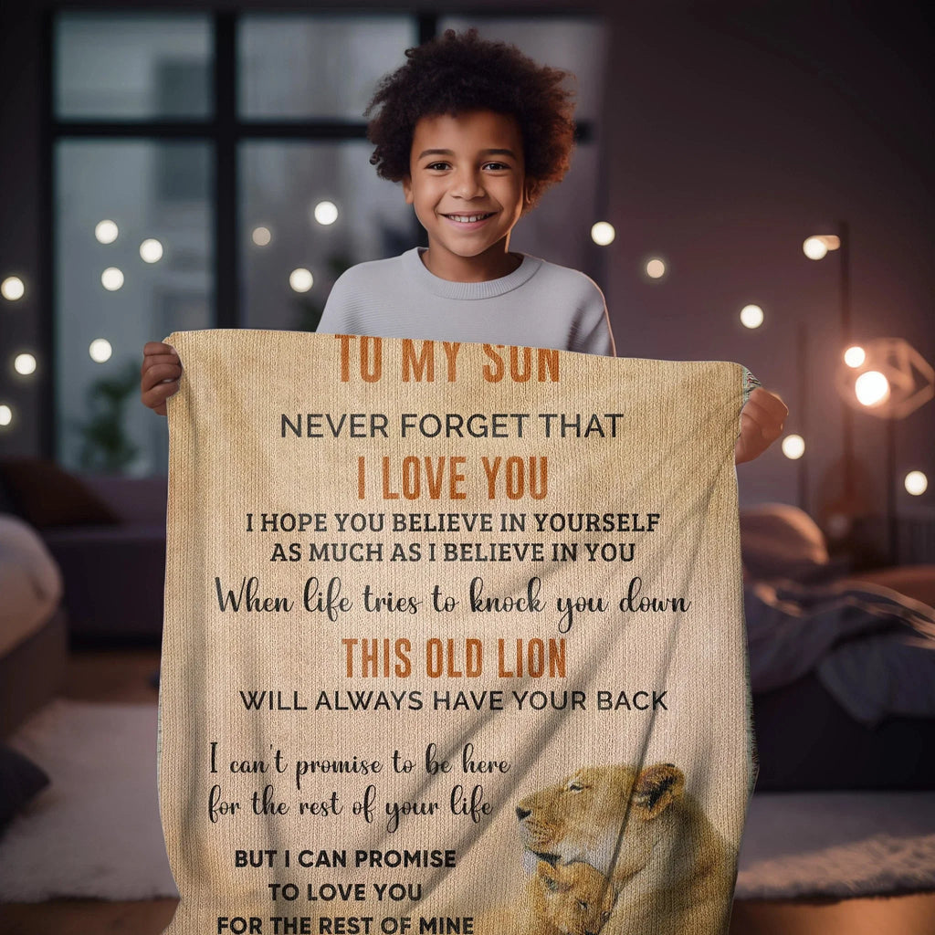 Son Believe in Yourself Personalized Heirloom Woven Cotton Blanket