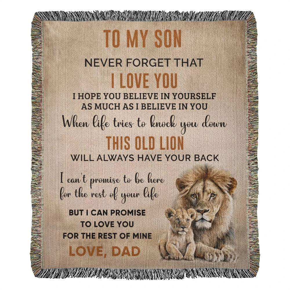 Son Believe in Yourself Personalized Heirloom Woven Cotton Blanket