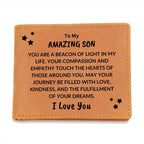 Son Birthday Graduation Beacon of Light Custom Leather Wallet