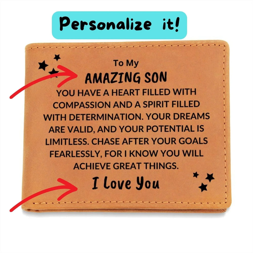 Son Birthday Graduation - Chase your Dreams - Custom Leather Wallet